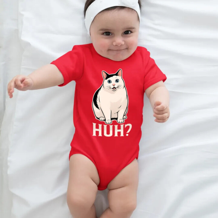 Huh? - biela mačka  - body s potlačou