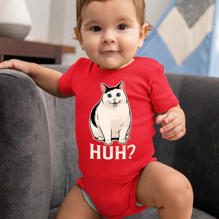 Huh? - biela mačka  - body s potlačou