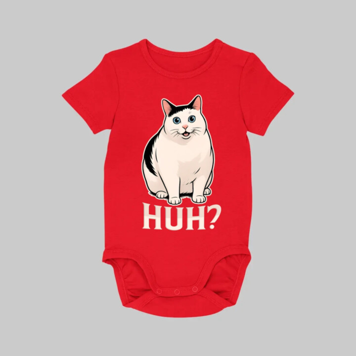Huh? - biela mačka  - body s potlačou