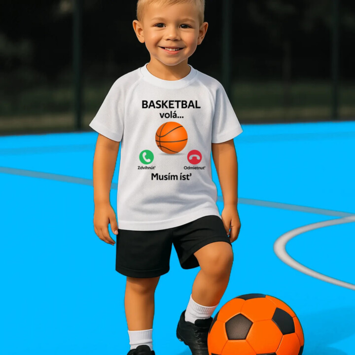 Basketbal volá, musím ísť  - detské športové tričko s potlačou