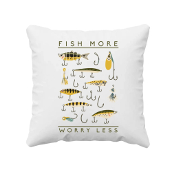 Fish more, worry less - vankúš s potlačou