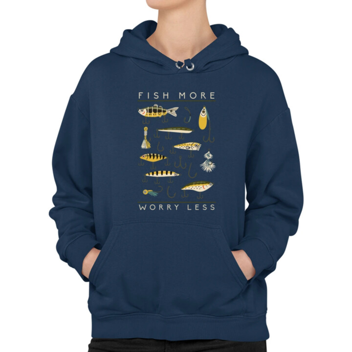 Fish more, worry less  - dámska mikina s potlačou