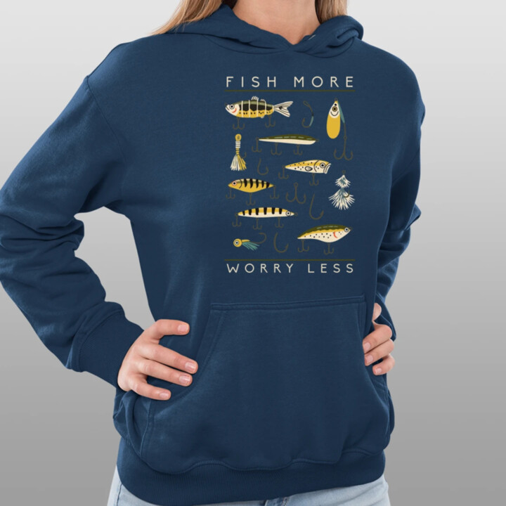 Fish more, worry less  - dámska mikina s potlačou