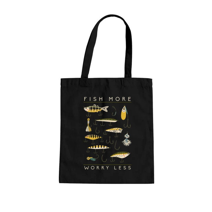Fish more, worry less - taška s potlačou