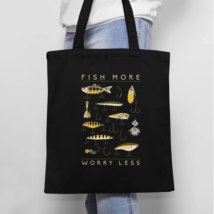 Fish more, worry less - taška s potlačou