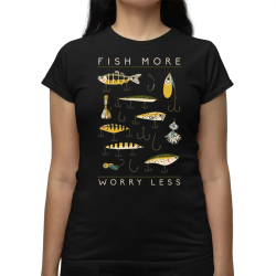 Fish more, worry less - dámske tričko s potlačou