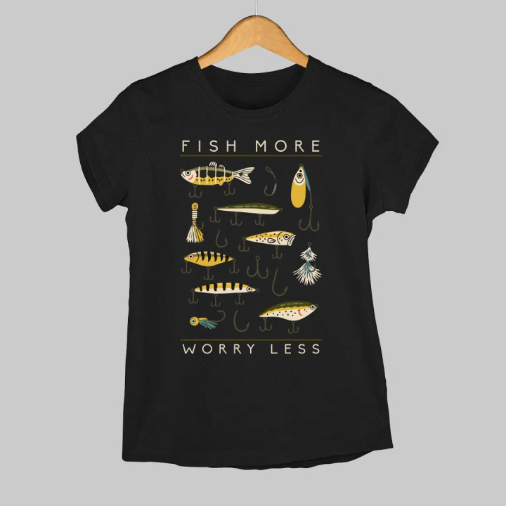 Fish more, worry less - dámske tričko s potlačou