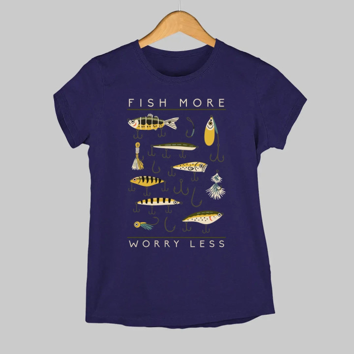 Fish more, worry less - dámske tričko s potlačou
