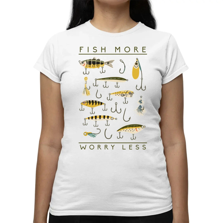 Fish more, worry less - dámske tričko s potlačou
