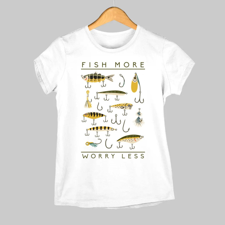Fish more, worry less - dámske tričko s potlačou