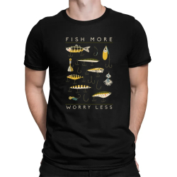 Fish more, worry less - pánske tričko s potlačou