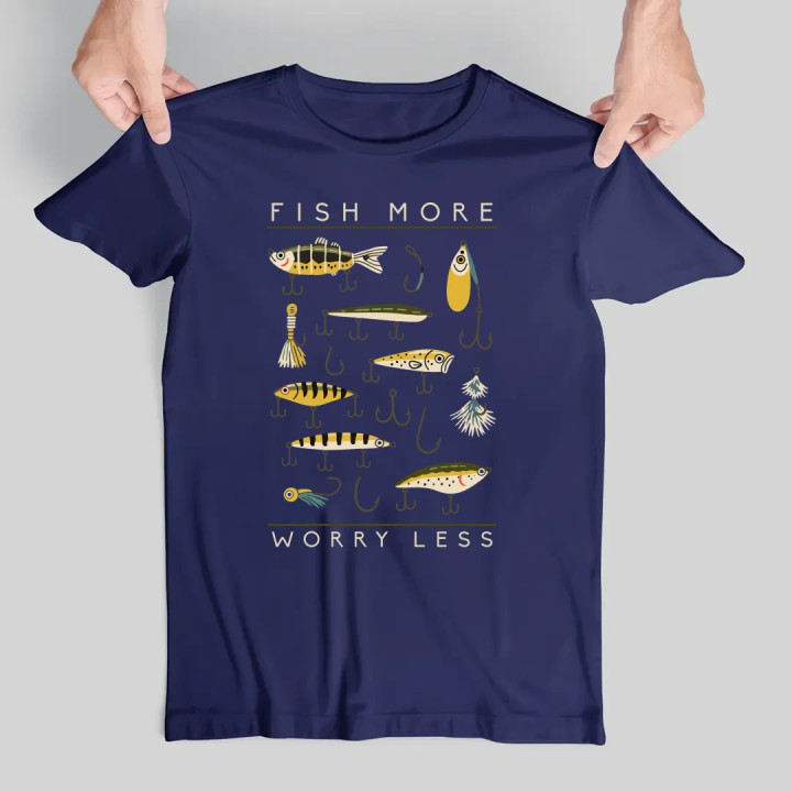 Fish more, worry less - pánske tričko s potlačou
