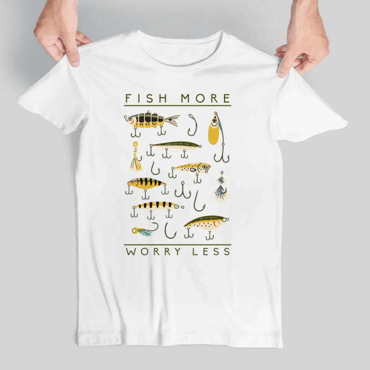 Fish more, worry less - pánske tričko s potlačou