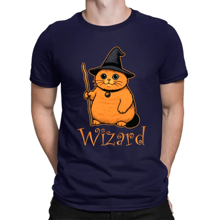 Wizard - mačací čarodejník - pánske tričko s potlačou