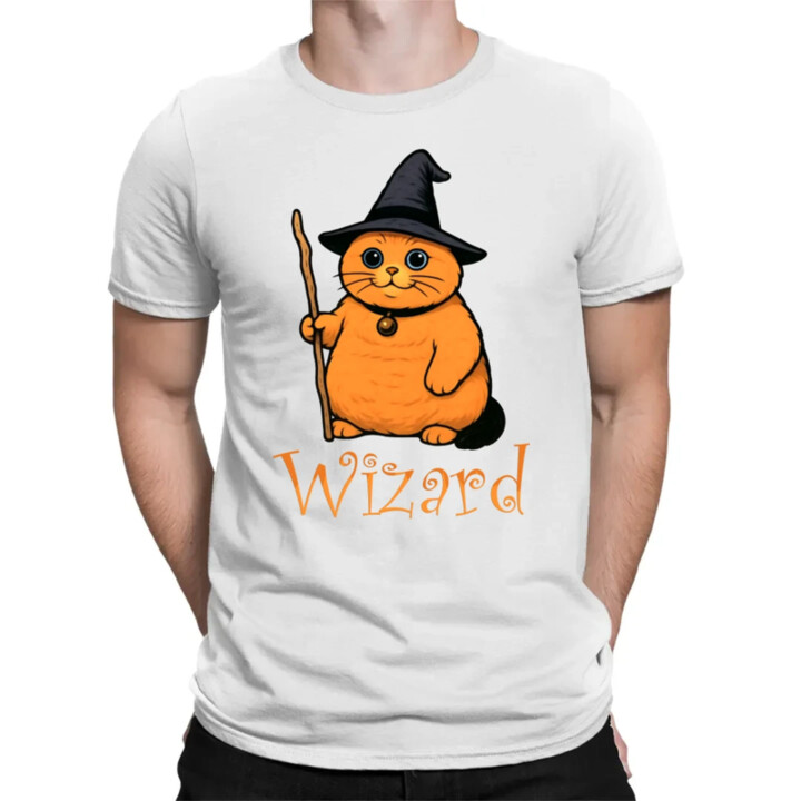 Wizard - mačací čarodejník - pánske tričko s potlačou