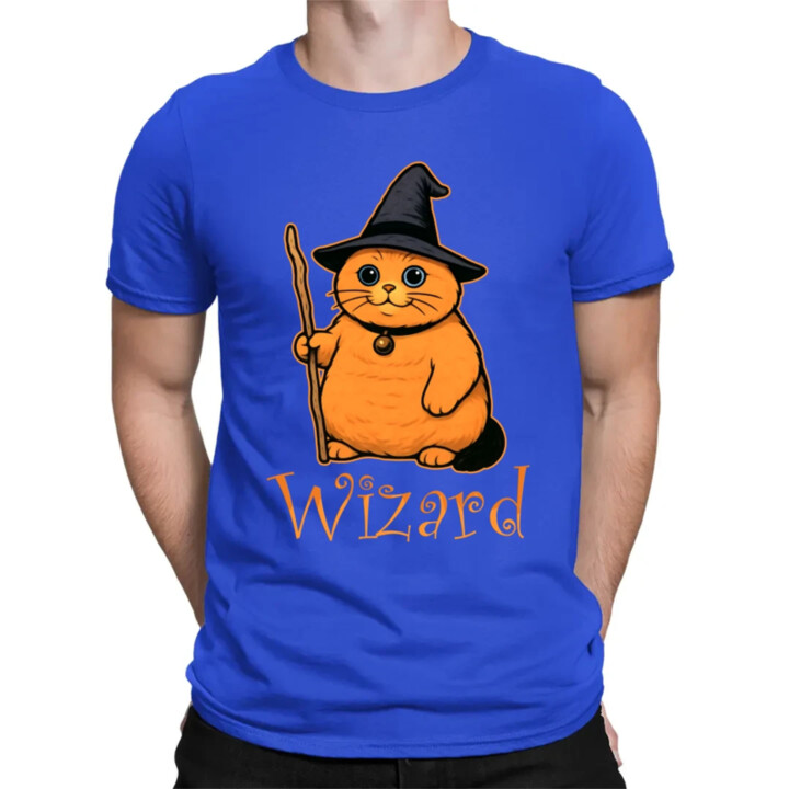 Wizard - mačací čarodejník - pánske tričko s potlačou