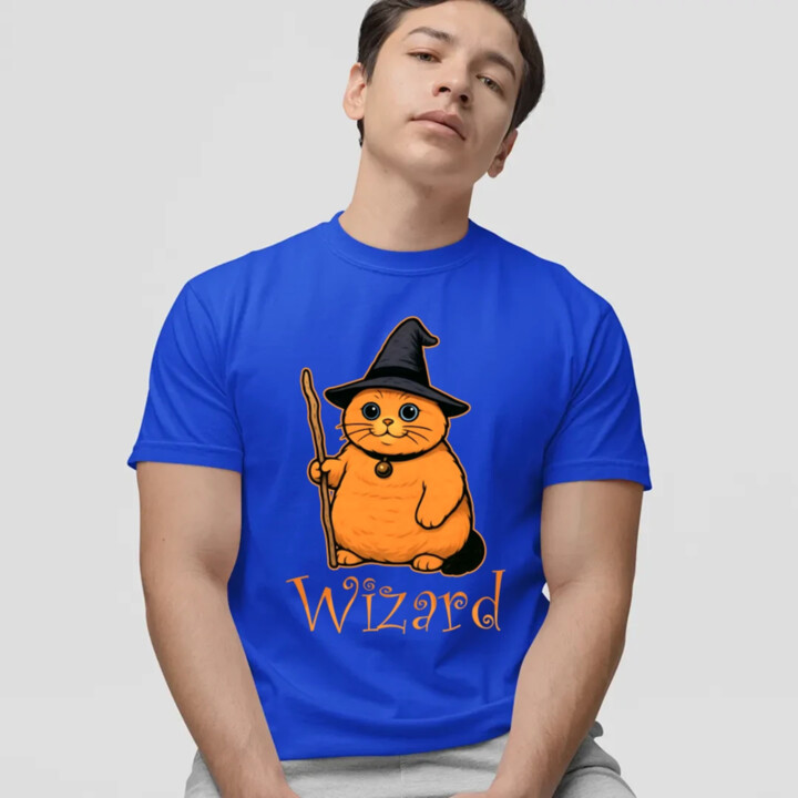 Wizard - mačací čarodejník - pánske tričko s potlačou