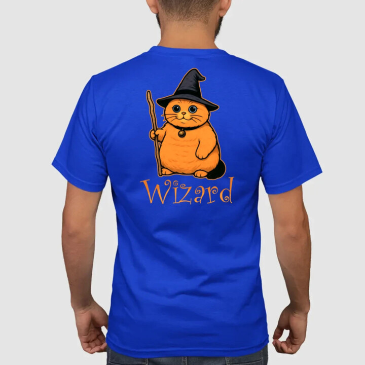 Wizard - mačací čarodejník - pánske tričko s potlačou