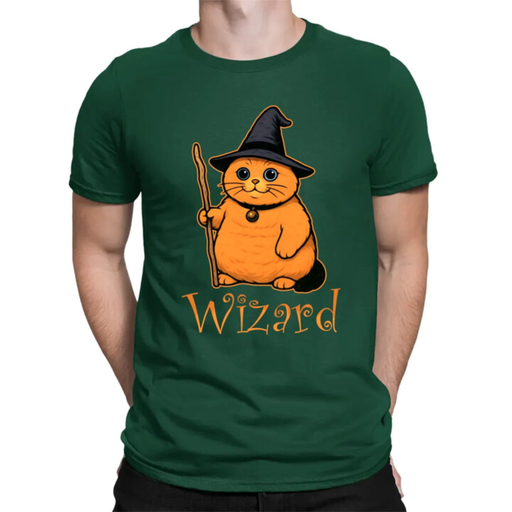 Wizard - mačací čarodejník - pánske tričko s potlačou