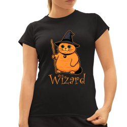 Wizard - mačací čarodejník - dámske tričko s potlačou