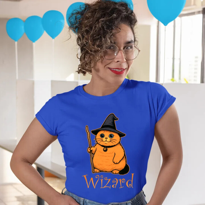 Wizard - mačací čarodejník - dámske tričko s potlačou