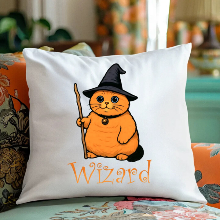 Wizard - mačací čarodejník - vankúš s potlačou