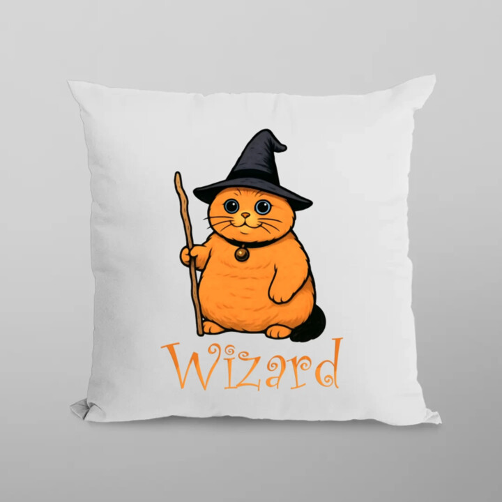 Wizard - mačací čarodejník - vankúš s potlačou