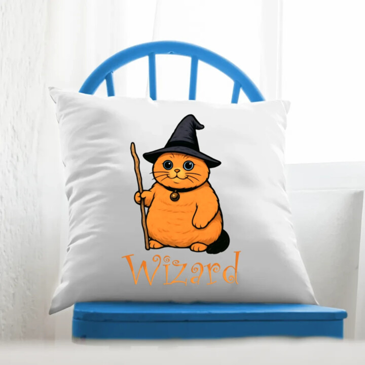 Wizard - mačací čarodejník - vankúš s potlačou
