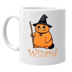 Wizard - mačací čarodejník - keramický hrnček s potlačou