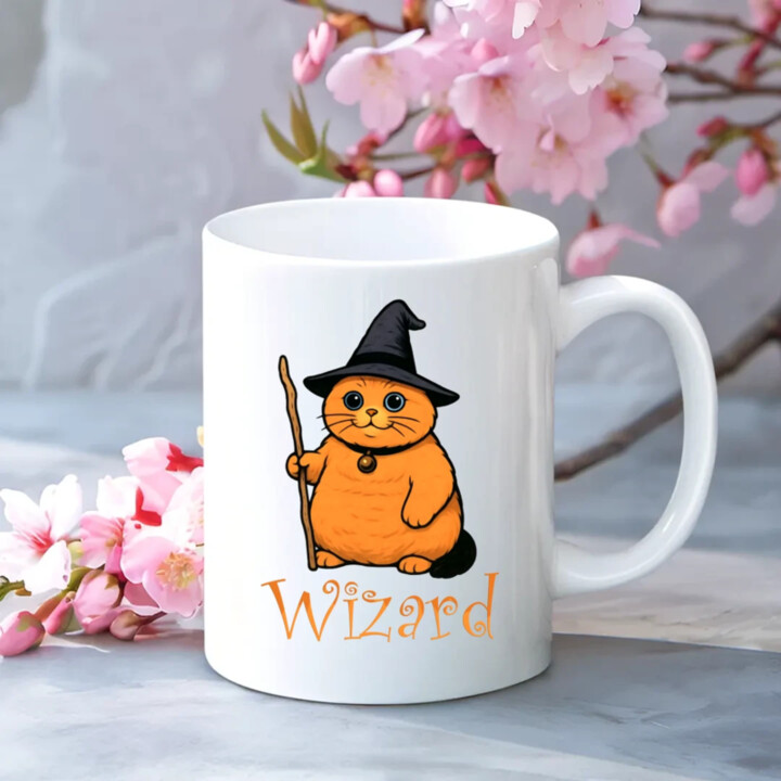 Wizard - mačací čarodejník - keramický hrnček s potlačou