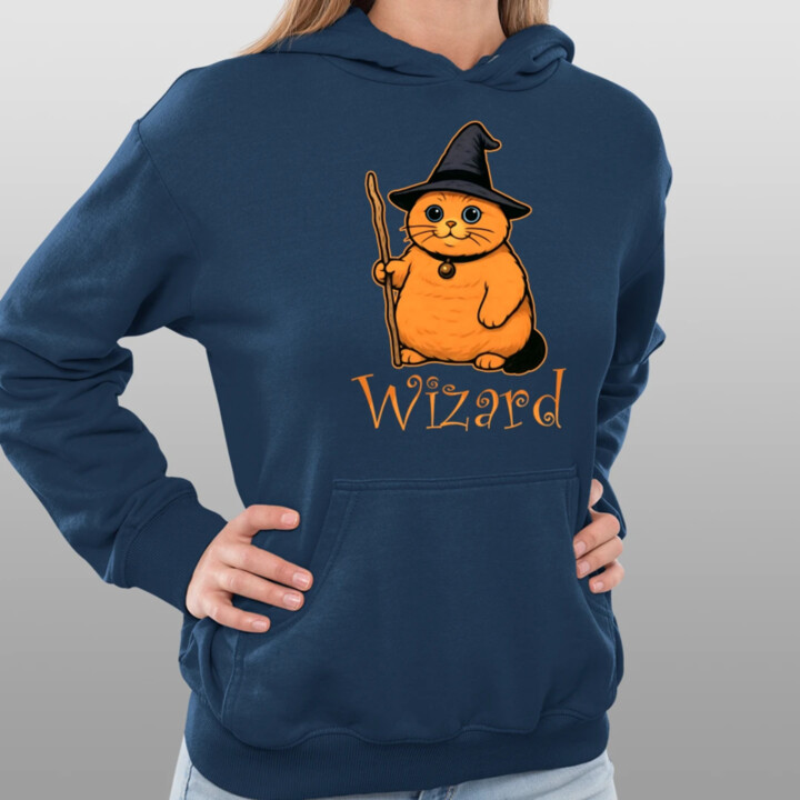 Wizard - mačací čarodejník  - dámska mikina s potlačou