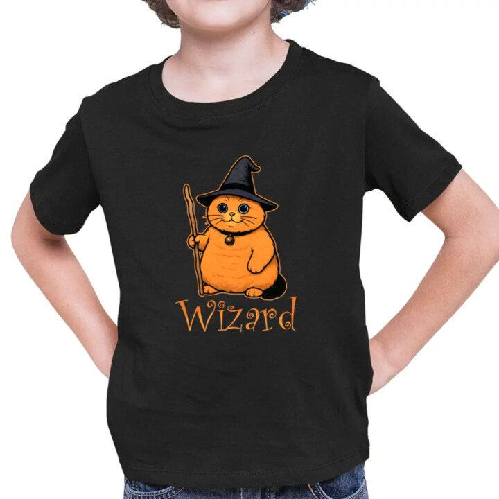 Wizard - mačací čarodejník - detské tričko s potlačou