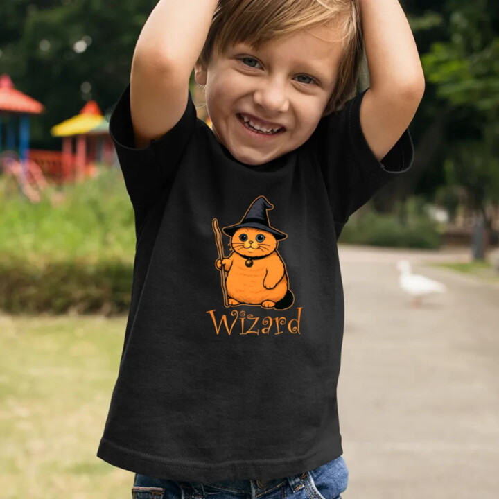 Wizard - mačací čarodejník - detské tričko s potlačou