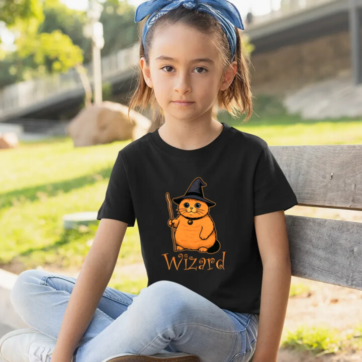 Wizard - mačací čarodejník - detské tričko s potlačou