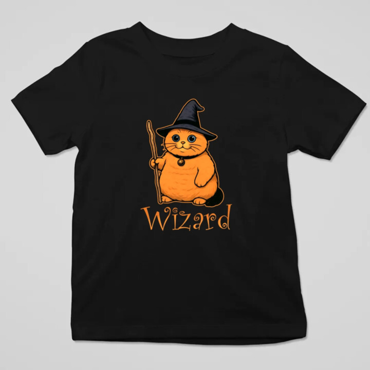 Wizard - mačací čarodejník - detské tričko s potlačou