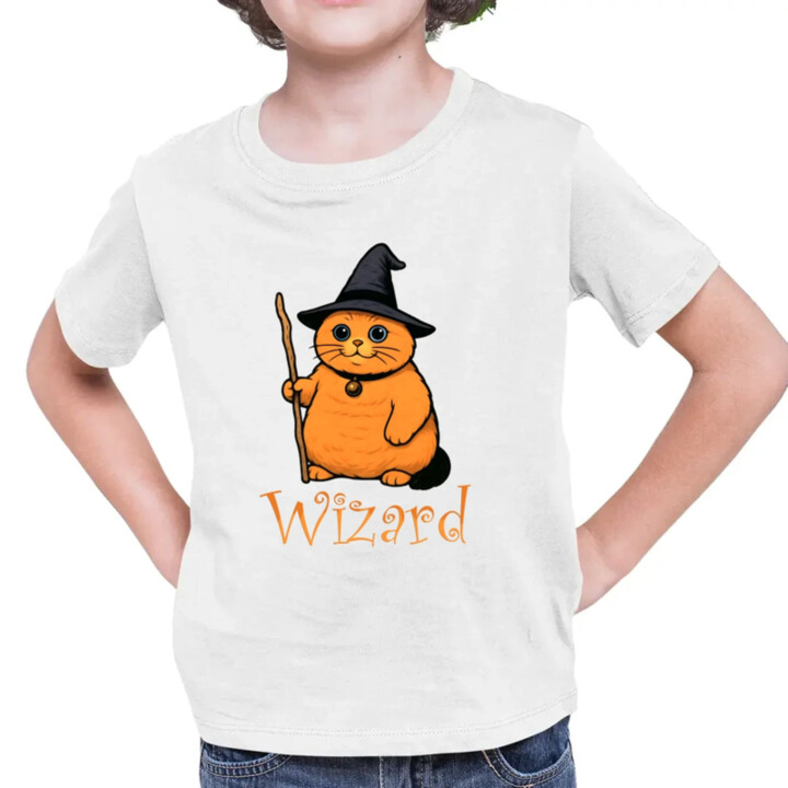 Wizard - mačací čarodejník - detské tričko s potlačou