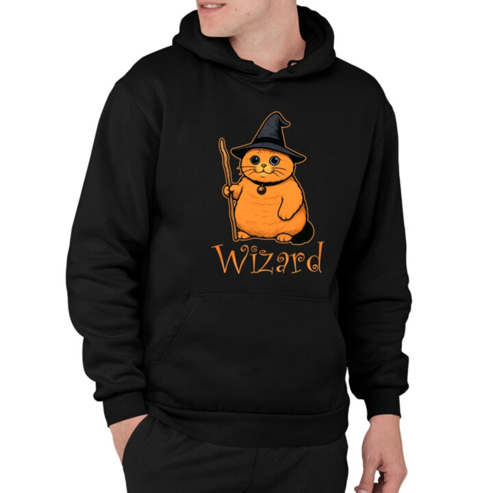 Wizard - mačací čarodejník  - pánska mikina s potlačou