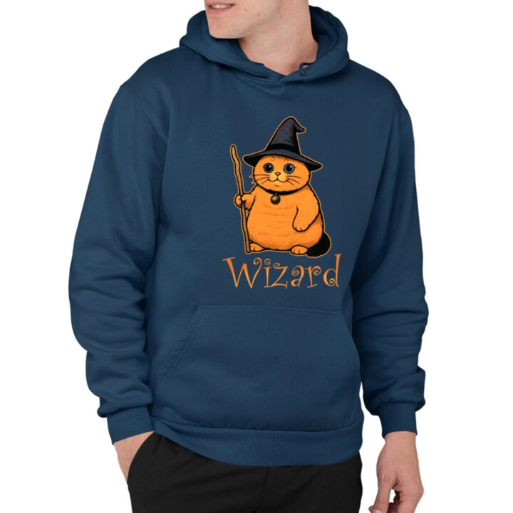 Wizard - mačací čarodejník  - pánska mikina s potlačou