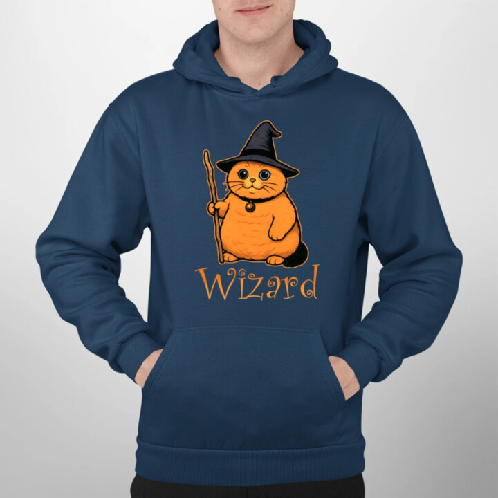 Wizard - mačací čarodejník  - pánska mikina s potlačou