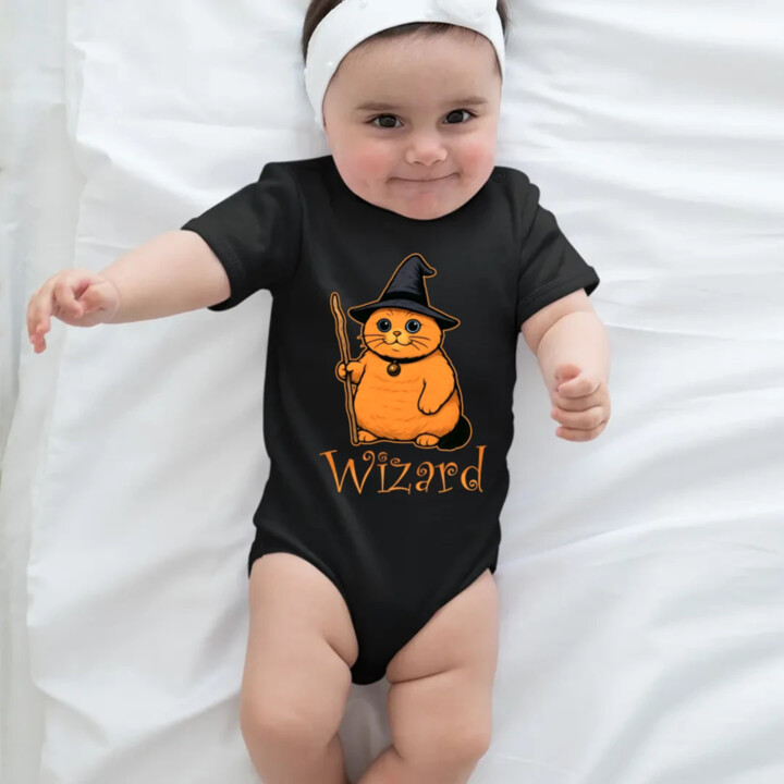 Wizard - mačací čarodejník  - body s potlačou