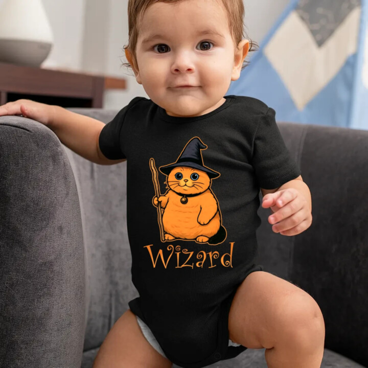 Wizard - mačací čarodejník  - body s potlačou