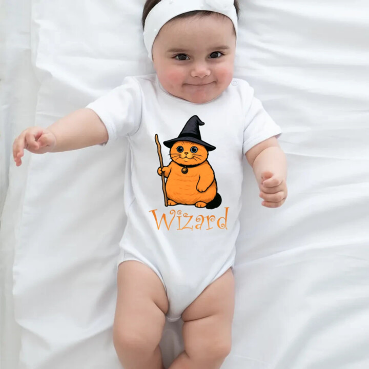 Wizard - mačací čarodejník  - body s potlačou