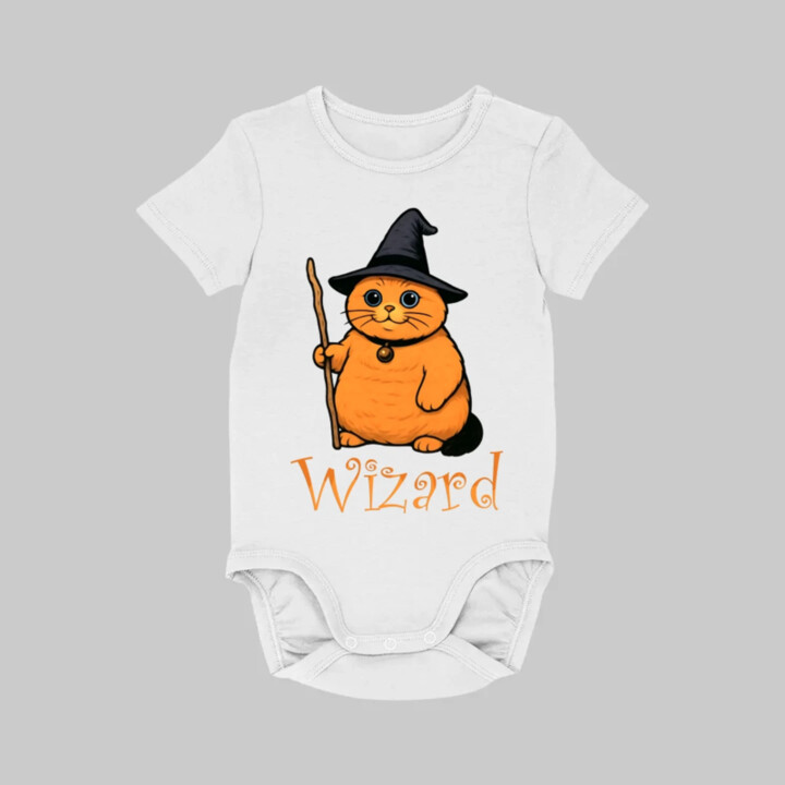Wizard - mačací čarodejník  - body s potlačou