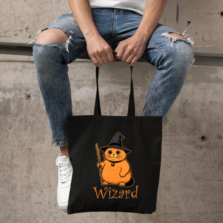 Wizard - mačací čarodejník - taška s potlačou