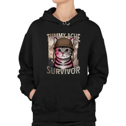 Tummy ache survivor - mačací vojak  - dámska mikina s potlačou
