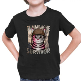 Tummy ache survivor - mačací vojak - detské tričko s potlačou