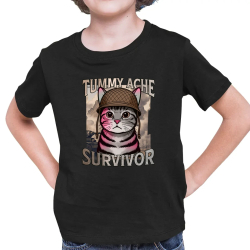 Tummy ache survivor - mačací vojak - detské tričko s potlačou