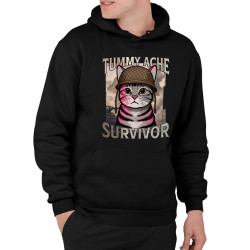 Tummy ache survivor - mačací vojak  - pánska mikina s potlačou