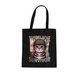 Tummy ache survivor - mačací vojak - taška s potlačou