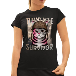 Tummy ache survivor - mačací vojak - dámske tričko s potlačou